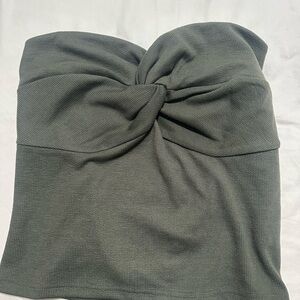 Olive Green Twist Front Tube Top